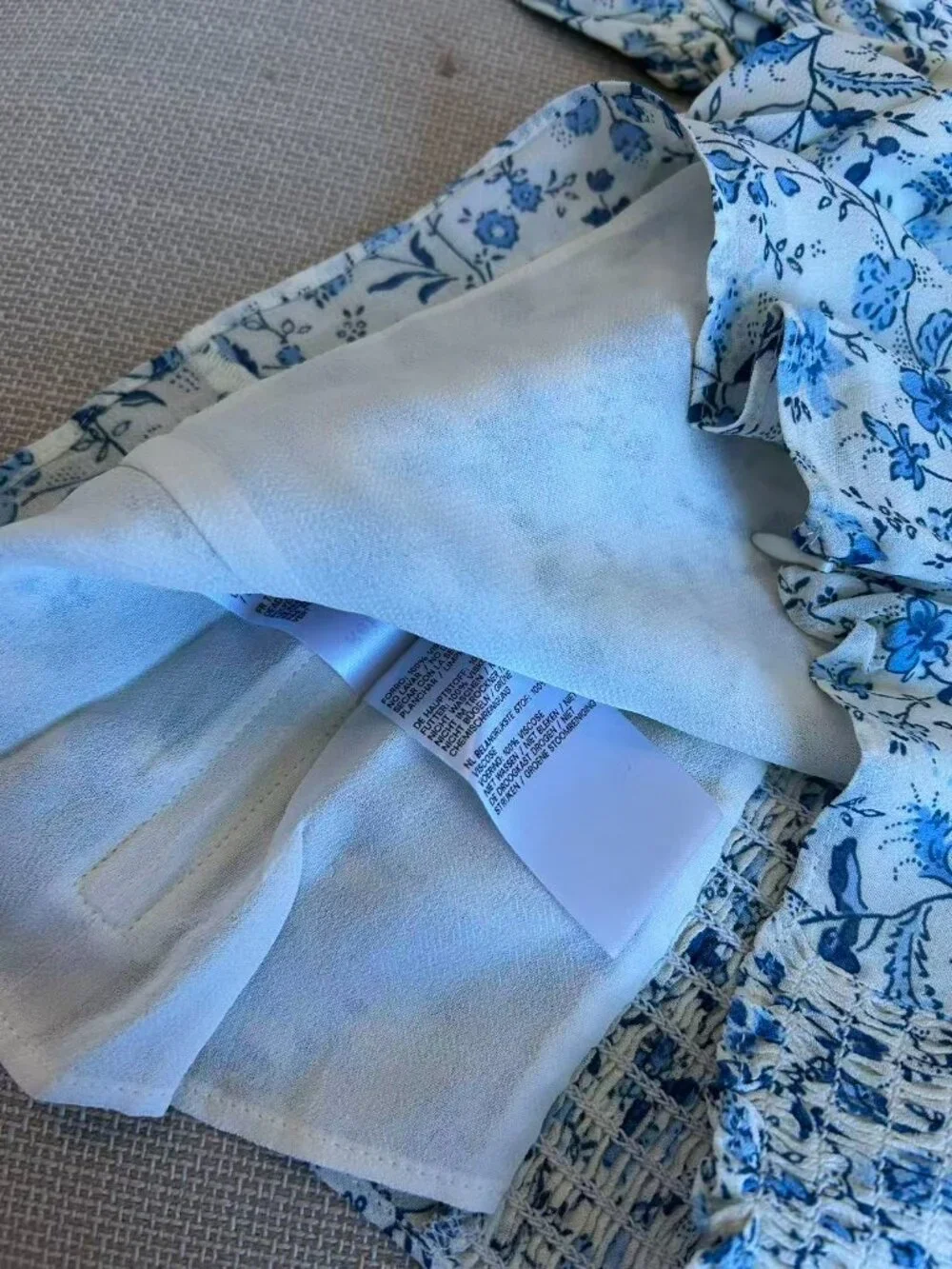 Reformation Marin Top Sz2 Nile Blue Ivory Floral French Blouse